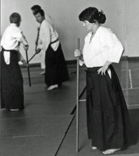 Fiona Bain Sensei
                                              watching weapons practice
                                              at Treforest Aikido Summer
                                              School