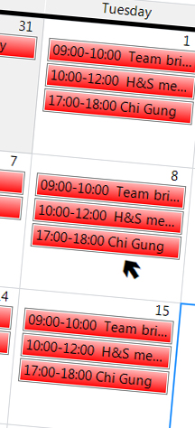 Qi Gong in calendar